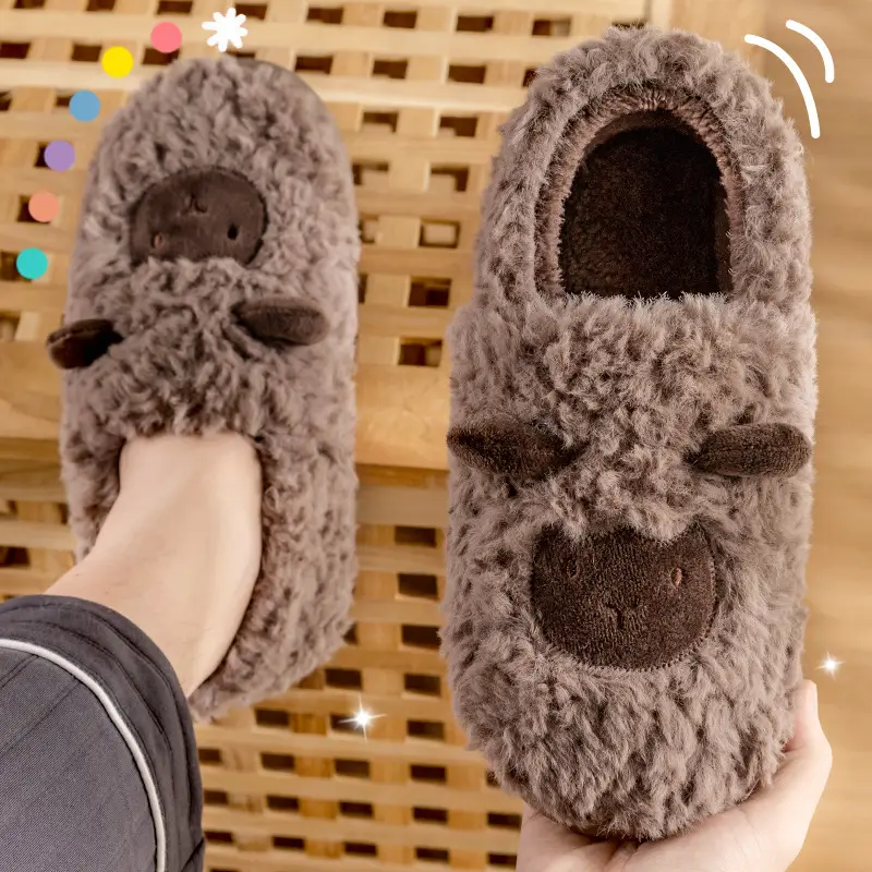 Cotton Slippers for Winter Indoor Home Use, Couple's Plush Slippers for Outdoor Wear, Autumn and Winter Height-Increasing Couple's Style, Non-Slip - Image 5
