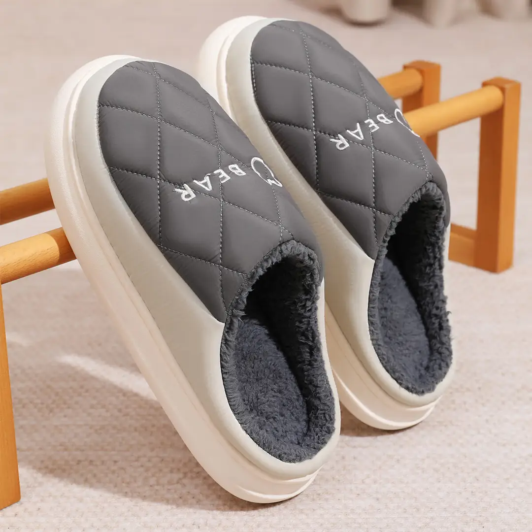 Waterproof Cotton Slippers for Men and Teenagers Autumn and Winter 2026 New Indoor Home Thick-Soled Non-Slip Plush Slippers for Men - Image 7