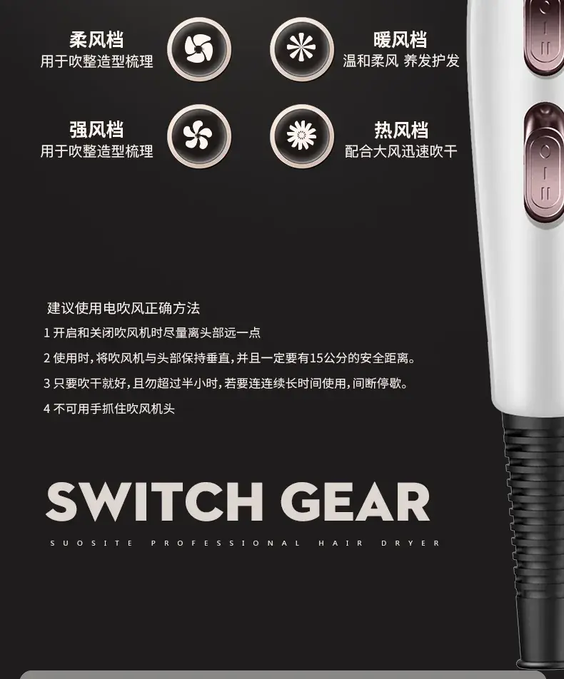 German Hair Dryer 3000W Blue Light Negative Ion — feature 24