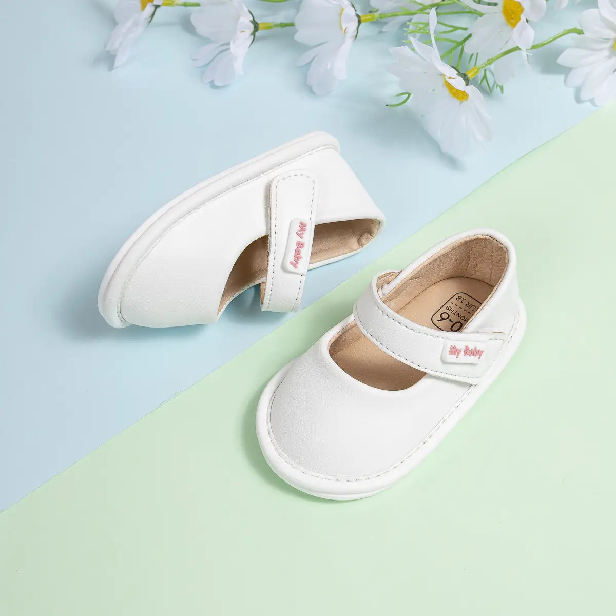 White New Baby Leather Slip-On Shoes for Toddles