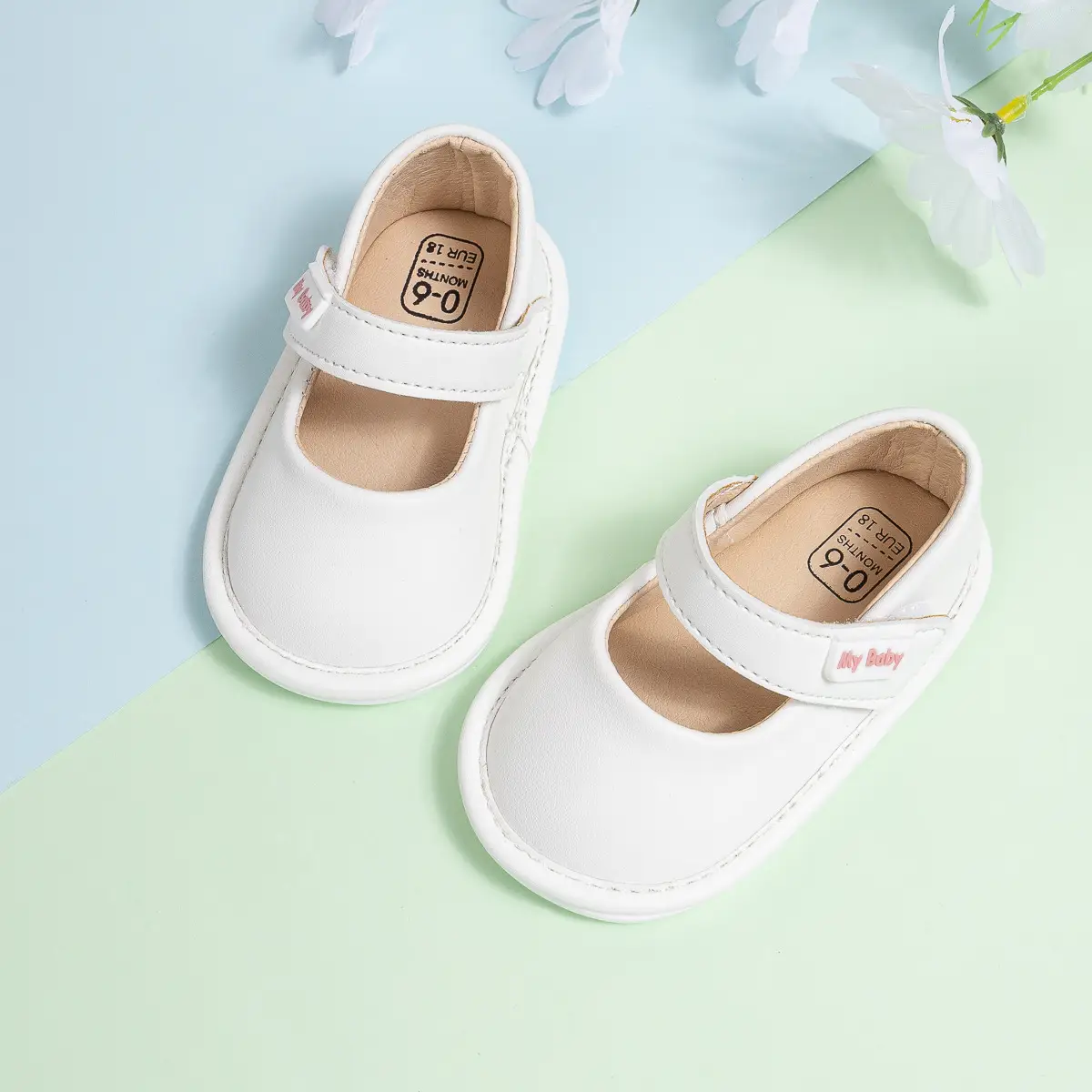 White New Baby Leather Slip-On Shoes for Toddles — feature 12