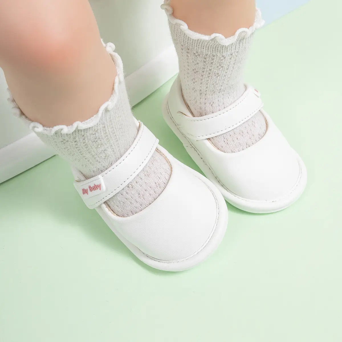 White New Baby Leather Slip-On Shoes for Toddles — feature 9