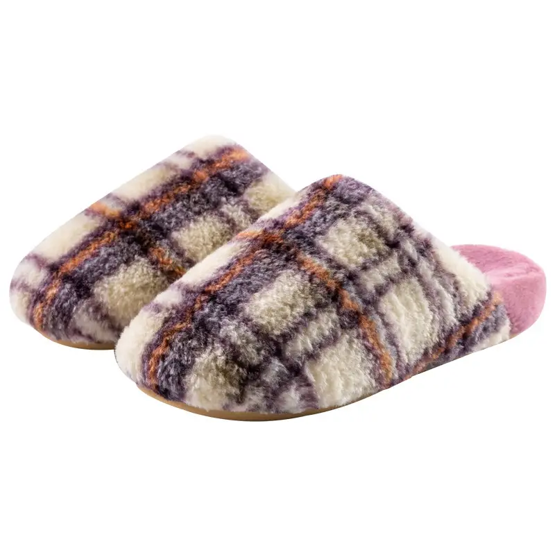 Retro Plaid Cotton Slippers for Women, Autumn and Winter 2025 New Style, Indoor Home Use, Thick Sole, Maternity, Plush, Warm for Women
