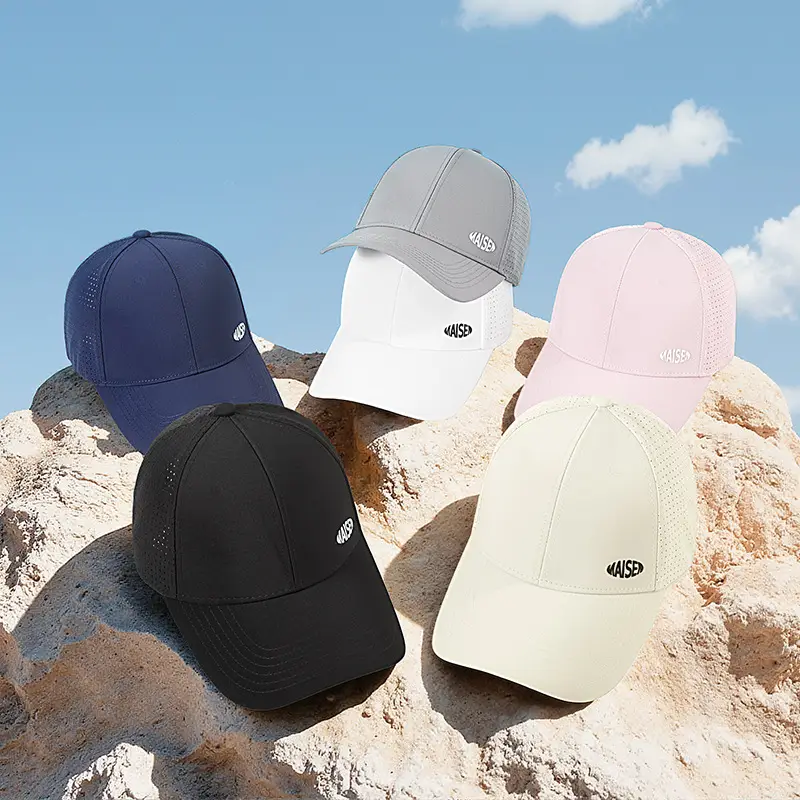 White Mesh Baseball Cap with Brand Logo - Image 11
