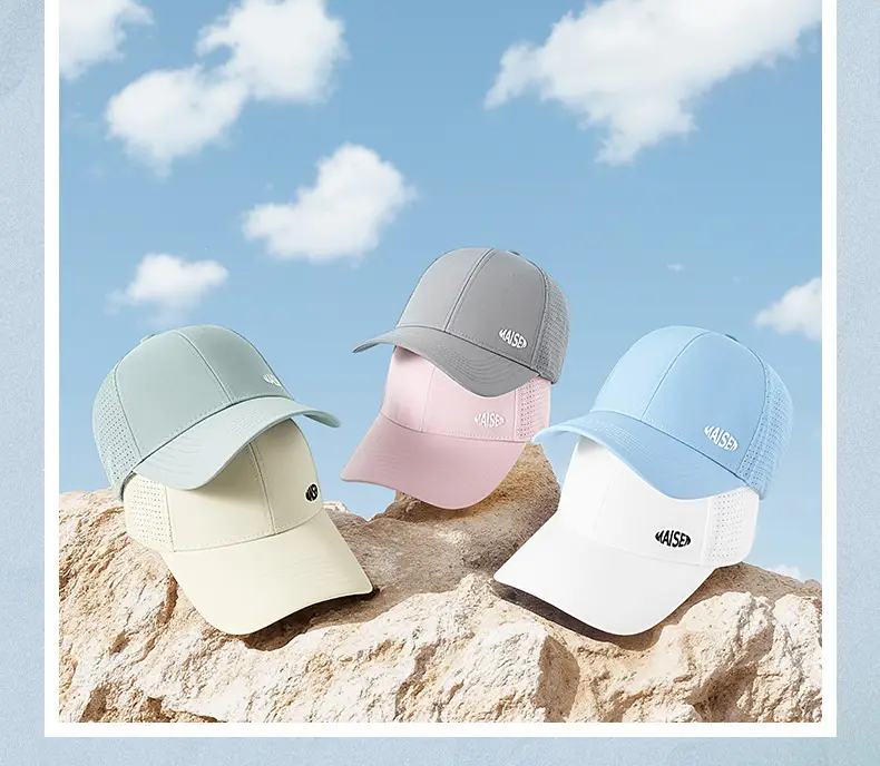 White Mesh Baseball Cap with Brand Logo — feature 22