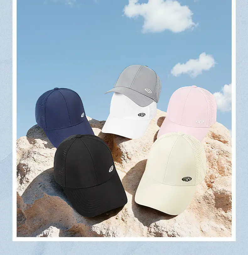 White Mesh Baseball Cap with Brand Logo — feature 29