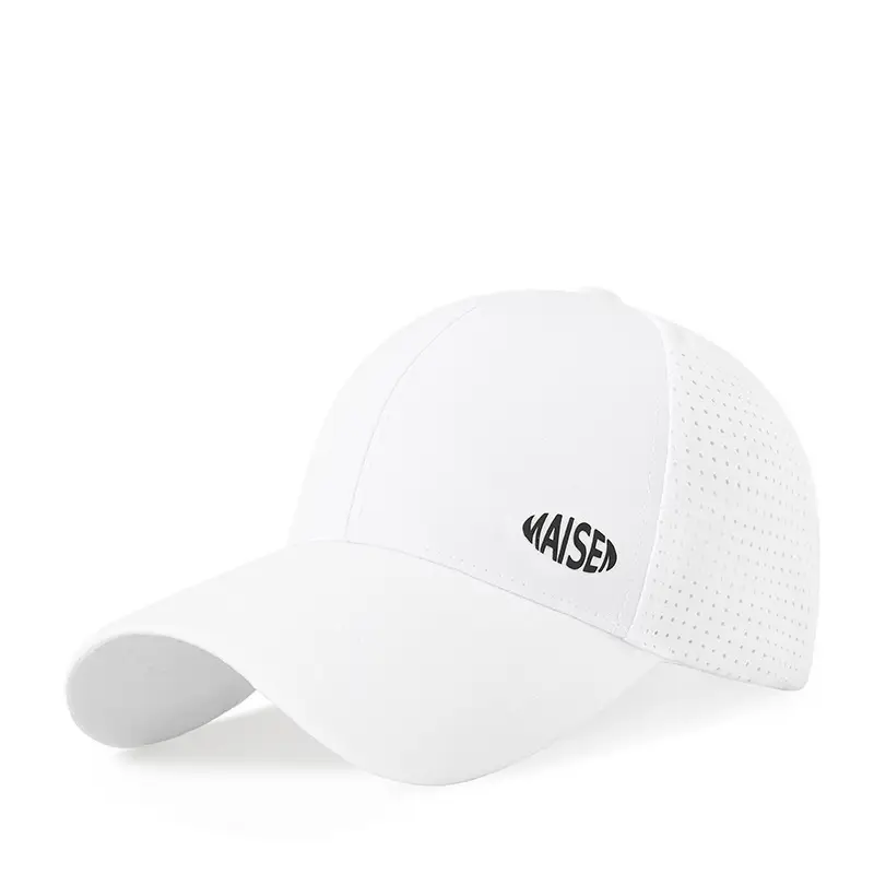 White Mesh Baseball Cap with Brand Logo - Image 9