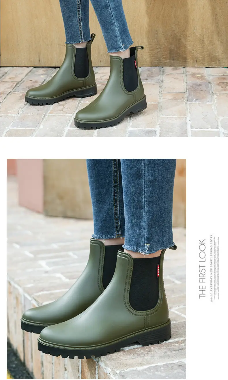 Cross-border Daifa Women's Short Tube Chelsea Rain Boots Fashionable New Arrival Low-top Water Shoes Lightweight Non-slip Rain Boots Women's overshoes — feature 14