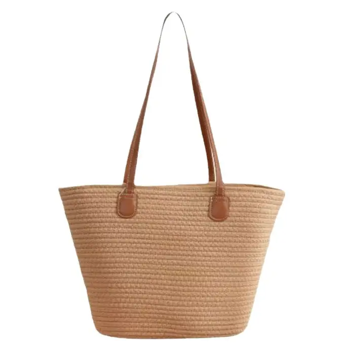 Women's Cotton Rope Straw Tote Bag Large Capacity Beach Travel - Image 13