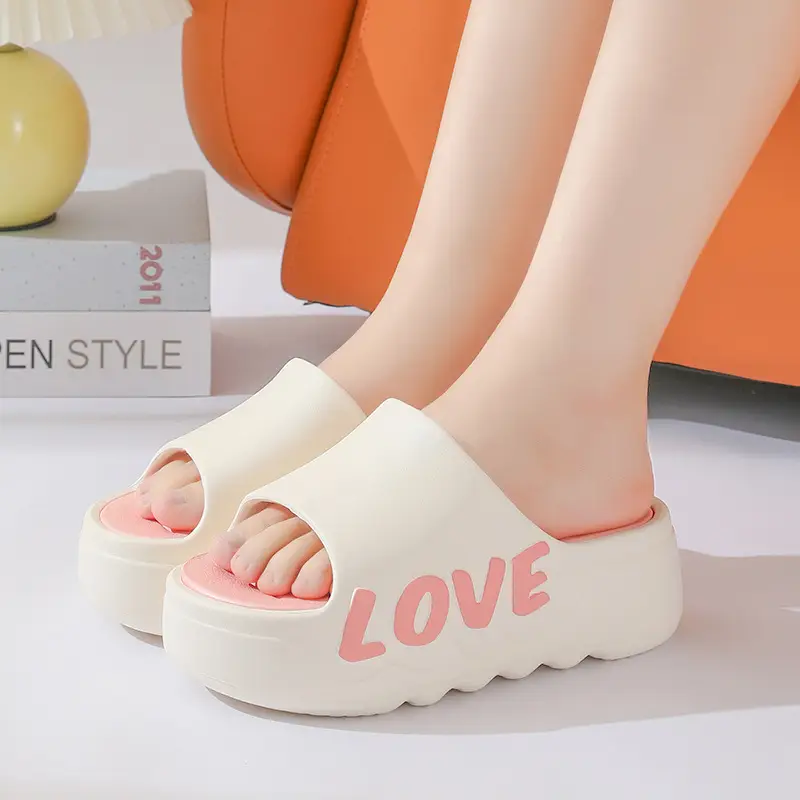 Thick Bottom High Heel Slippers Women's Summer Indoor Home Heightening Fashionable All-match Sandals and Slippers Bathroom Non-slip Soft Bottom Outer Wear - Image 5