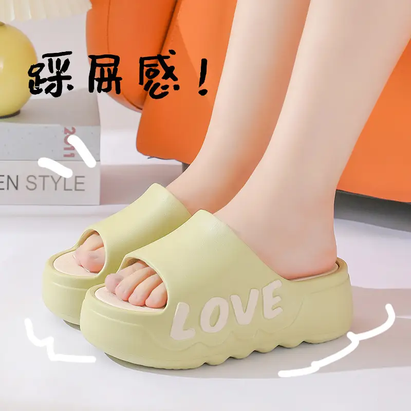 Thick Bottom High Heel Slippers Women's Summer Indoor Home Heightening Fashionable All-match Sandals and Slippers Bathroom Non-slip Soft Bottom Outer Wear - Image 8