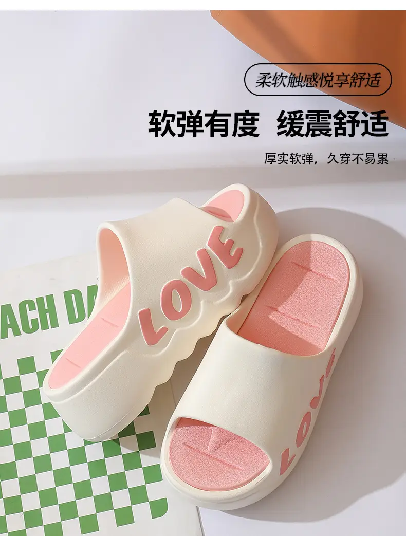 Thick Bottom High Heel Slippers Women's Summer Indoor Home Heightening Fashionable All-match Sandals and Slippers Bathroom Non-slip Soft Bottom Outer Wear — feature 12