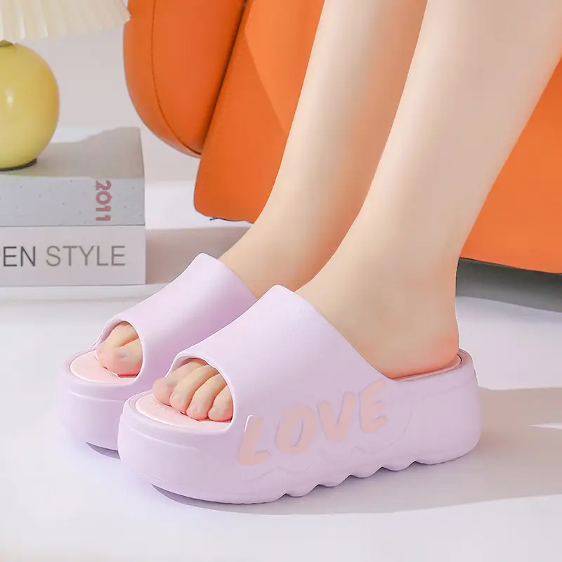 Thick Bottom High Heel Slippers Women's Summer Indoor Home Heightening Fashionable All-match Sandals and Slippers Bathroom Non-slip Soft Bottom Outer Wear - Image 2