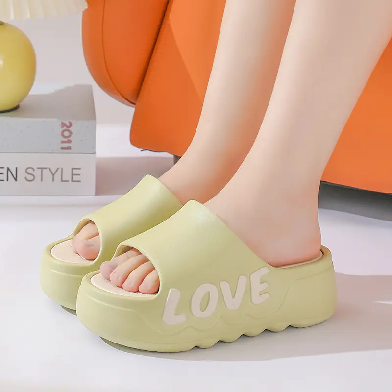 Thick Bottom High Heel Slippers Women's Summer Indoor Home Heightening Fashionable All-match Sandals and Slippers Bathroom Non-slip Soft Bottom Outer Wear - Image 3