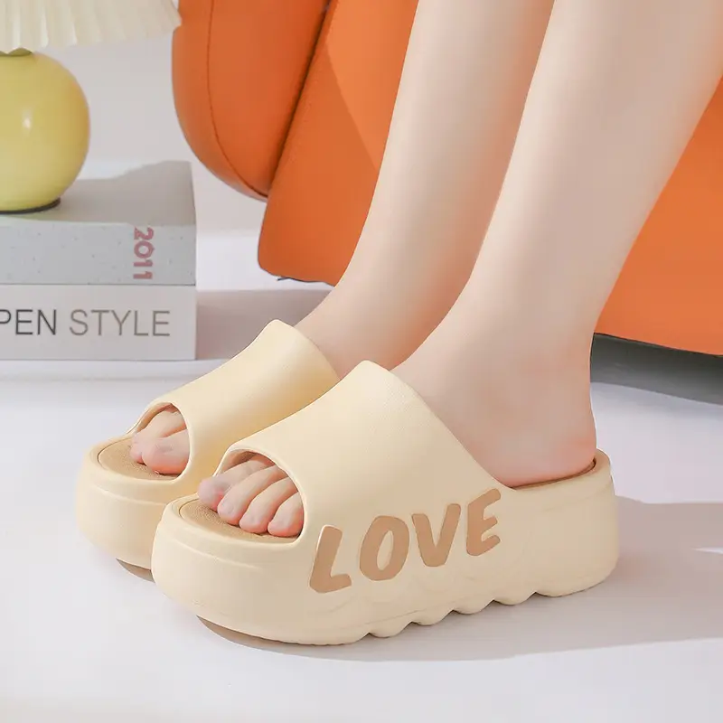 Thick Bottom High Heel Slippers Women's Summer Indoor Home Heightening Fashionable All-match Sandals and Slippers Bathroom Non-slip Soft Bottom Outer Wear - Image 4