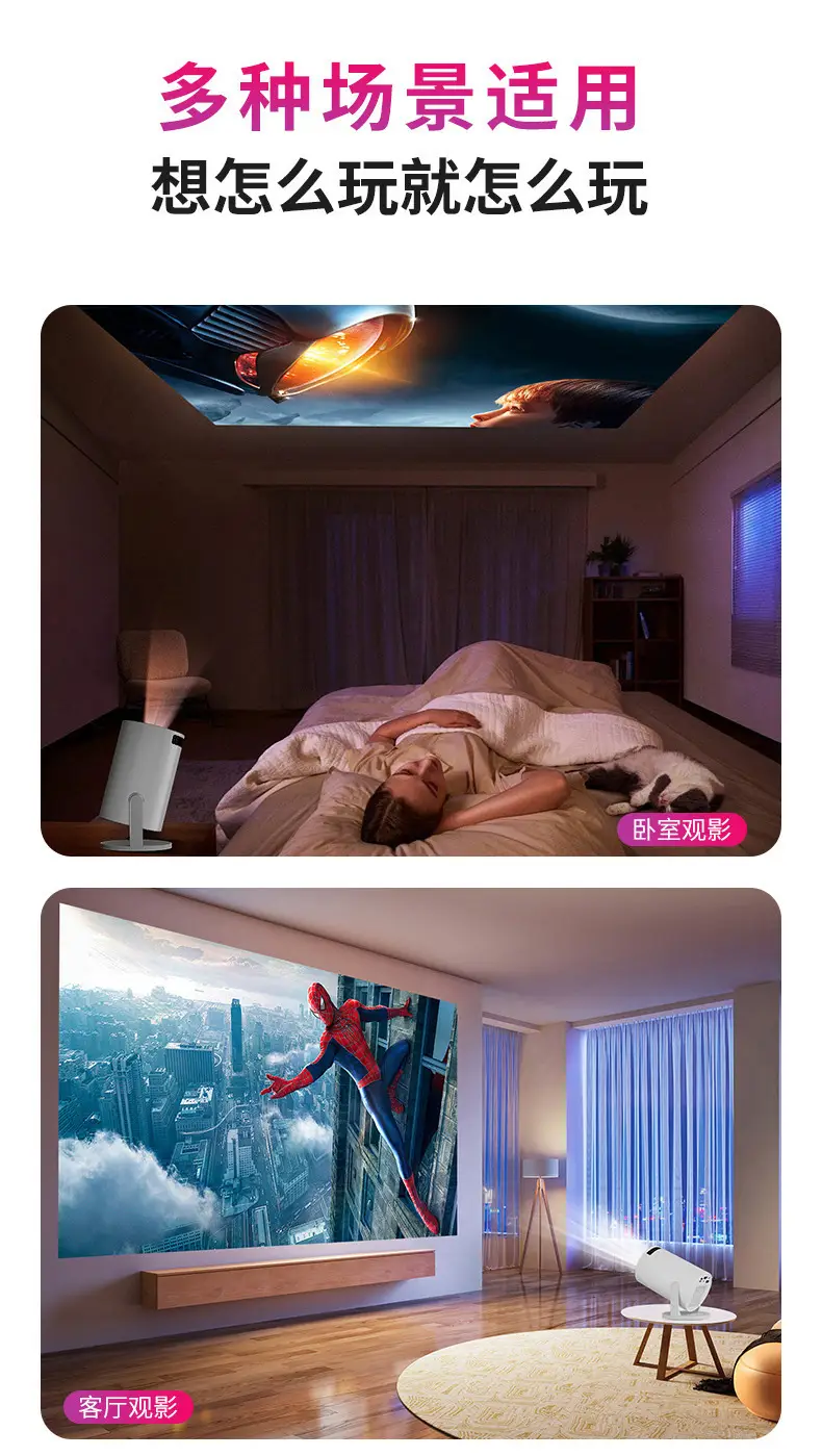 Cross-Border Popular Hy300 Projector Wired Same-Screen Typec Charging Portable Home Commercial High-Definition Projector — feature 11
