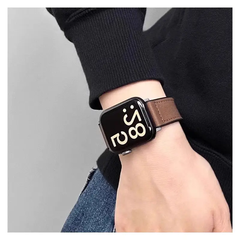 Crazy Horse Leather Magnetic iWatch Strap Black Brown - Image 24