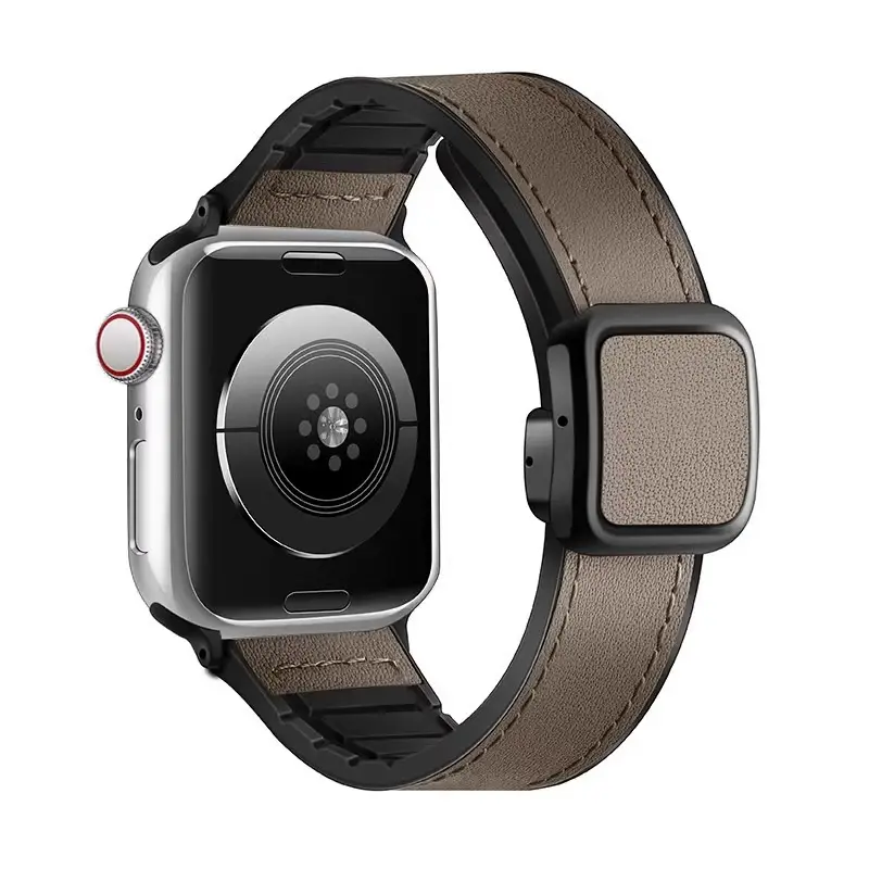 Crazy Horse Leather Magnetic iWatch Strap Black Brown — feature 1