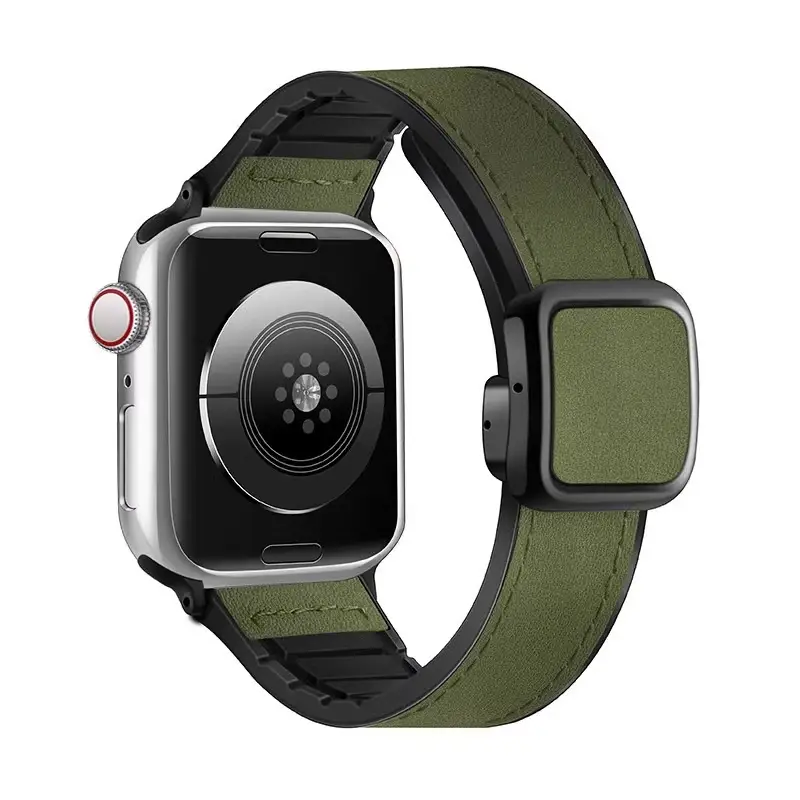 Crazy Horse Leather Magnetic iWatch Strap Black Brown — feature 10