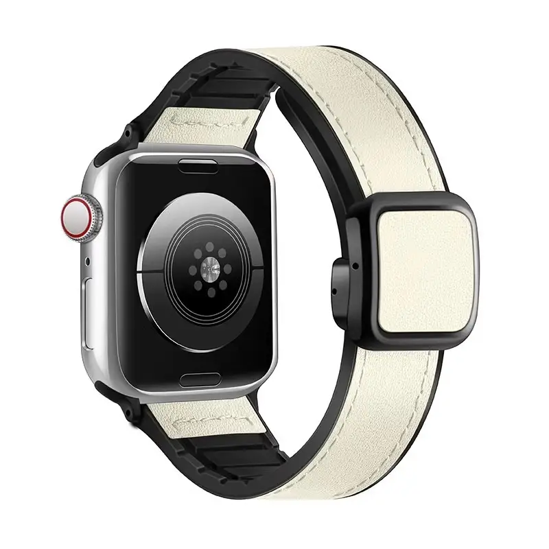 Crazy Horse Leather Magnetic iWatch Strap Black Brown — feature 2
