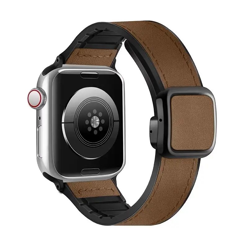 Crazy Horse Leather Magnetic iWatch Strap Black Brown — feature 4