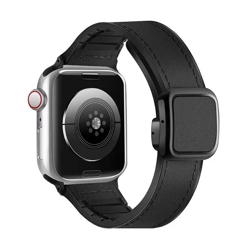 Crazy Horse Leather Magnetic iWatch Strap Black Brown — feature 5