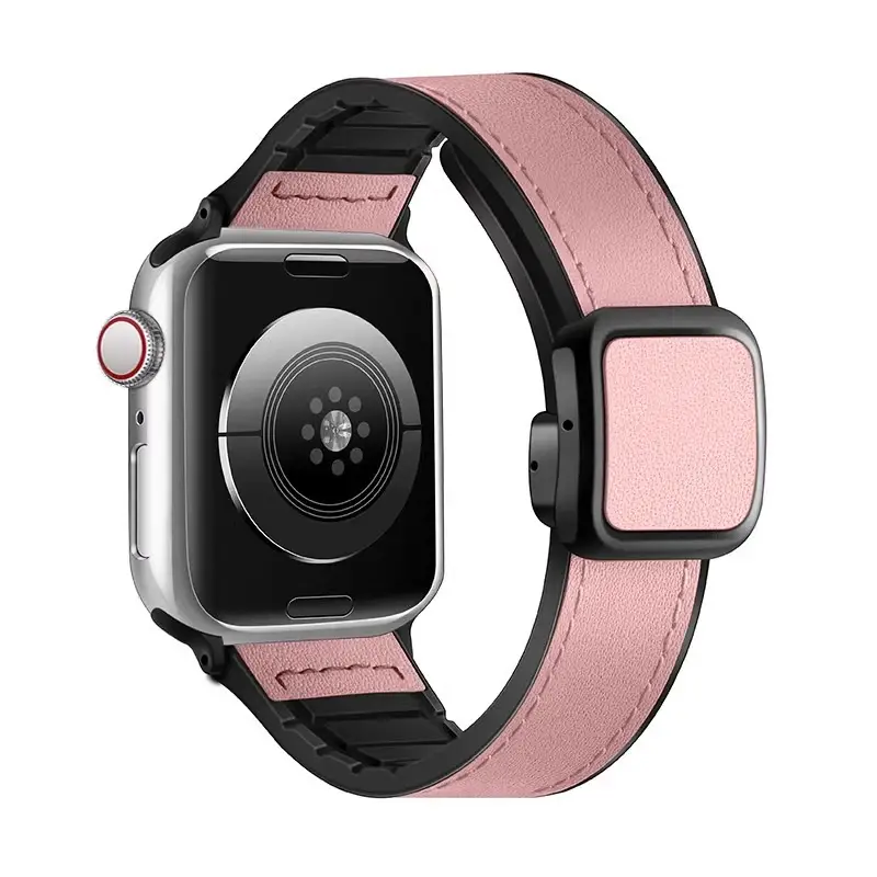 Crazy Horse Leather Magnetic iWatch Strap Black Brown — feature 6