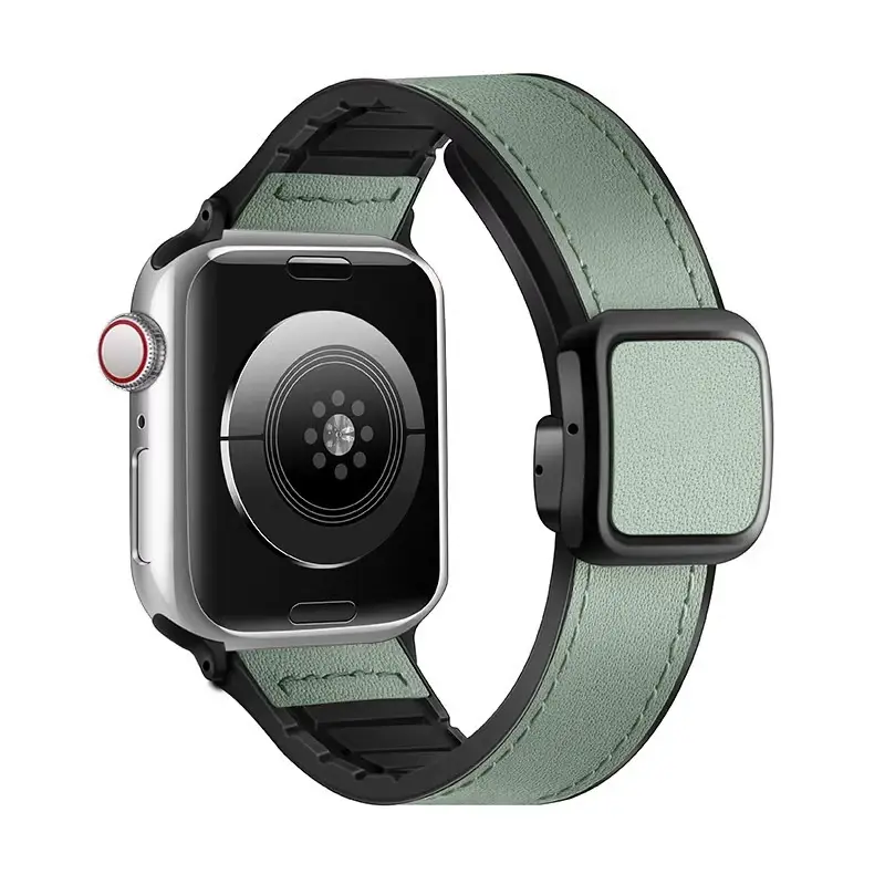Crazy Horse Leather Magnetic iWatch Strap Black Brown — feature 7