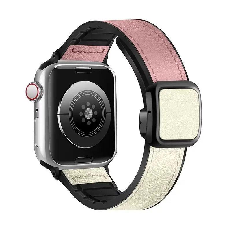 Crazy Horse Leather Magnetic iWatch Strap Black Brown — feature 9