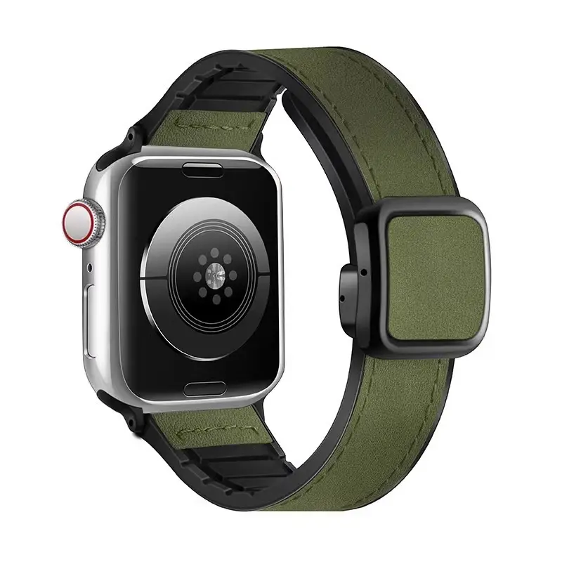 Crazy Horse Leather Magnetic iWatch Strap Black Brown - Image 12