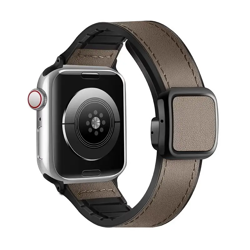 Crazy Horse Leather Magnetic iWatch Strap Black Brown - Image 15