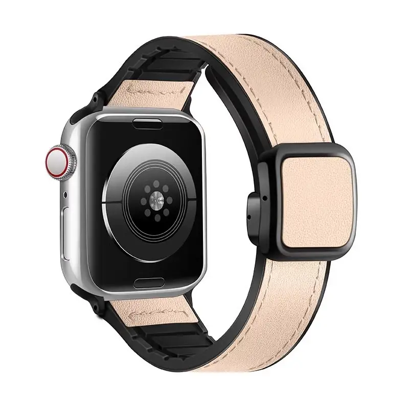 Crazy Horse Leather Magnetic iWatch Strap Black Brown - Image 16
