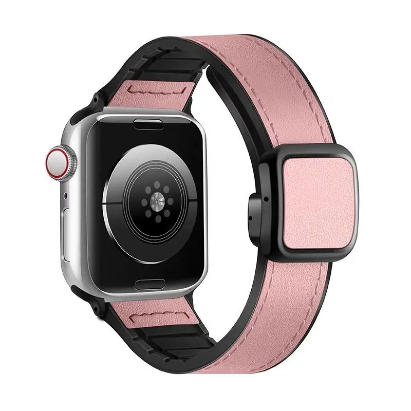 Crazy Horse Leather Magnetic iWatch Strap Black Brown - Image 18