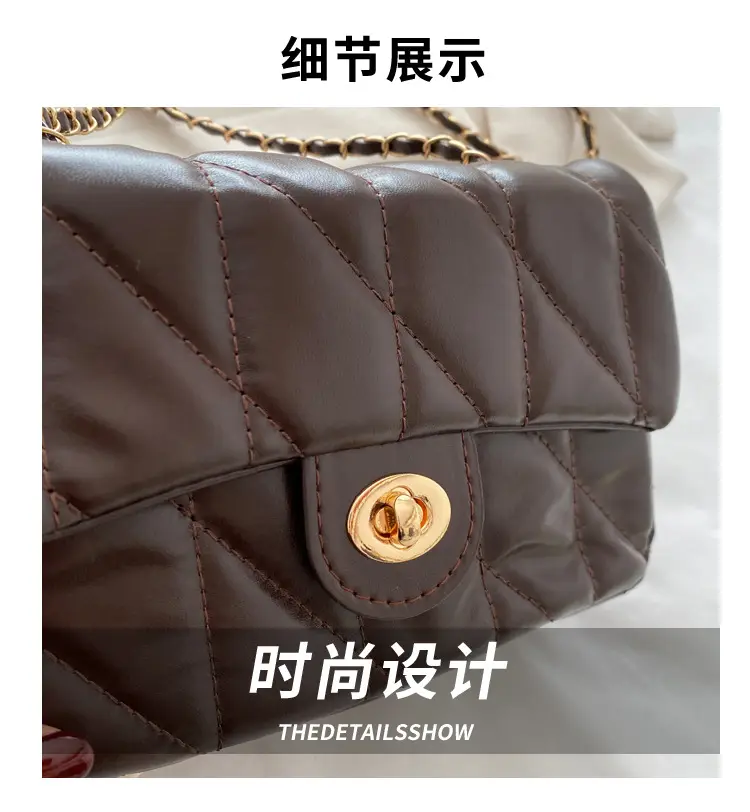 Retro Rhombic Chain Shoulder Bag Maroon 2024 — feature 2