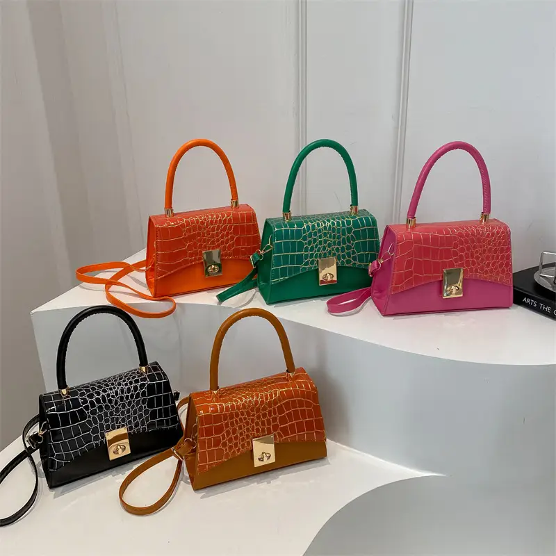 Pink Croc Leather Crossbody Bag 2025 Spring New - Image 6