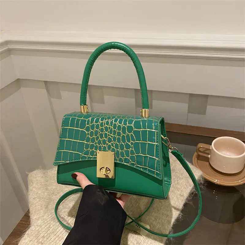 Pink Croc Leather Crossbody Bag 2025 Spring New - Image 8