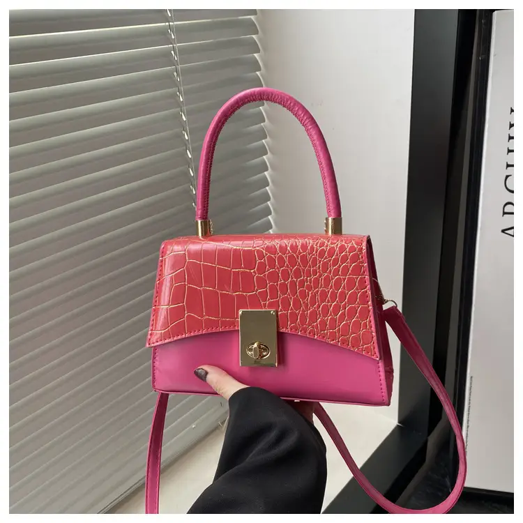 Pink Croc Leather Crossbody Bag 2025 Spring New — feature 20