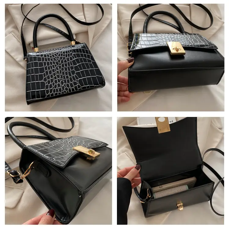 Pink Croc Leather Crossbody Bag 2025 Spring New — feature 8