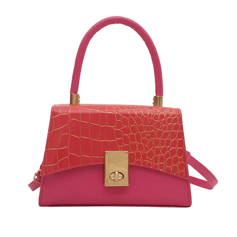 Pink Croc Leather Crossbody Bag 2025 Spring New - Image 2