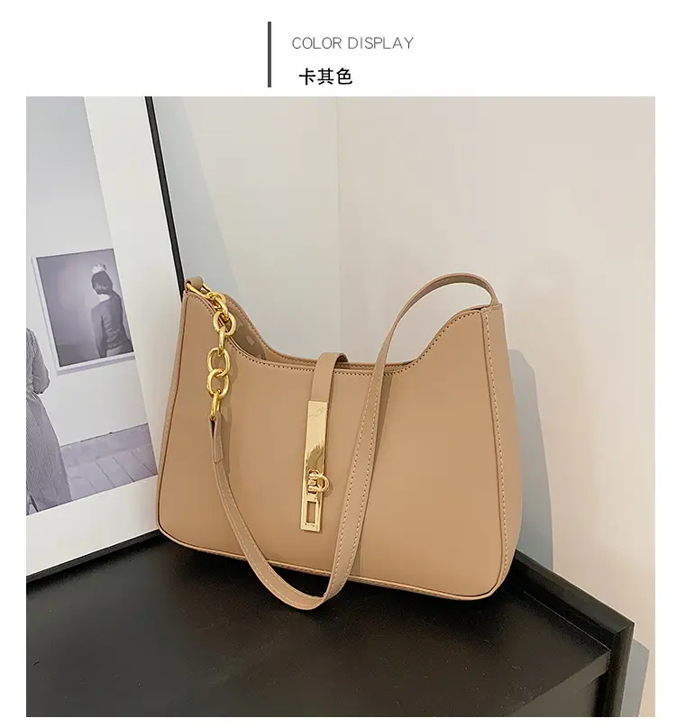 Brown Leather Crossbody Bag with Gold Chain for Women — feature 16