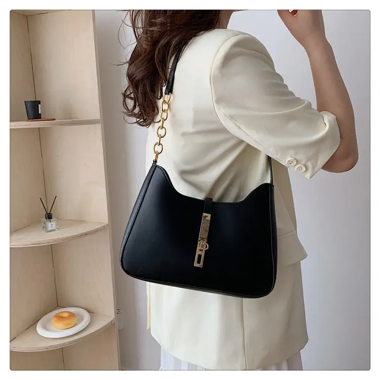 Brown Leather Crossbody Bag with Gold Chain for Women — feature 20
