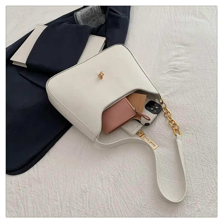 Brown Leather Crossbody Bag with Gold Chain for Women — feature 34