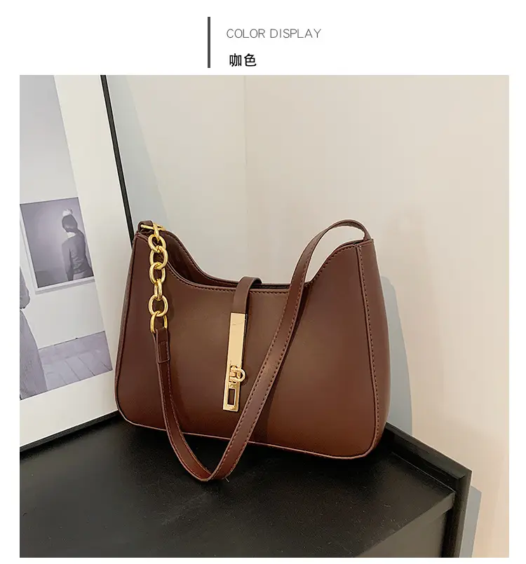 Brown Leather Crossbody Bag with Gold Chain for Women — feature 42