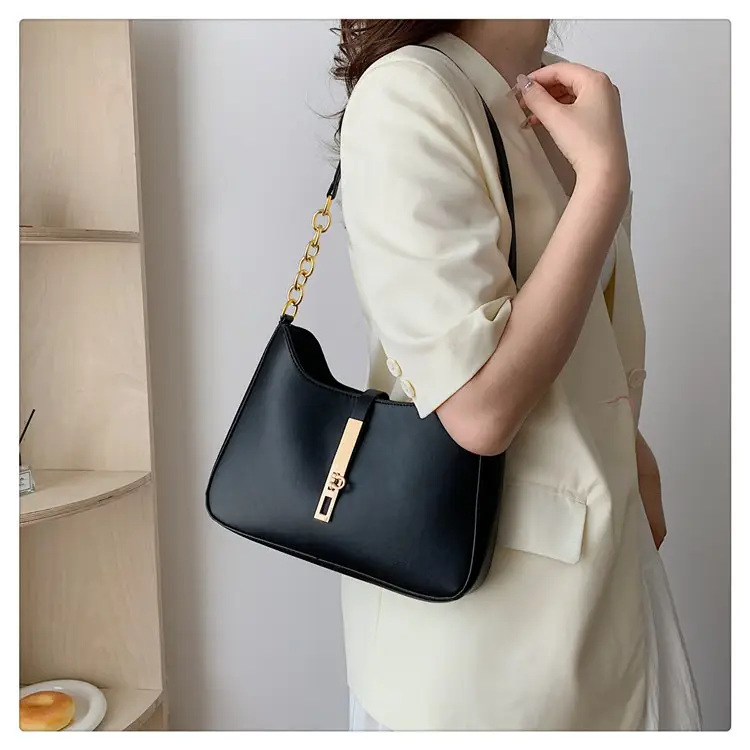 Brown Leather Crossbody Bag with Gold Chain for Women — feature 47