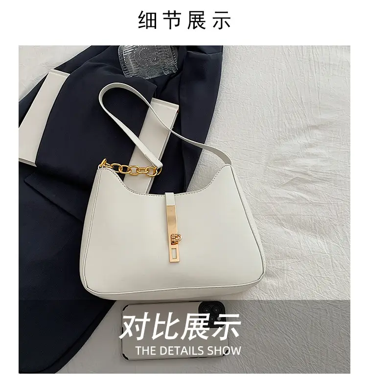 Brown Leather Crossbody Bag with Gold Chain for Women — feature 5