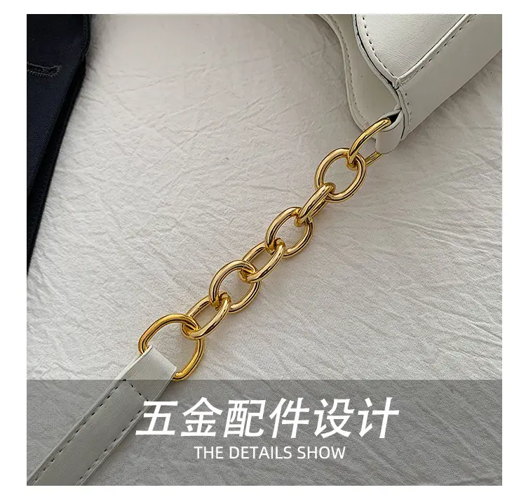Brown Leather Crossbody Bag with Gold Chain for Women — feature 6