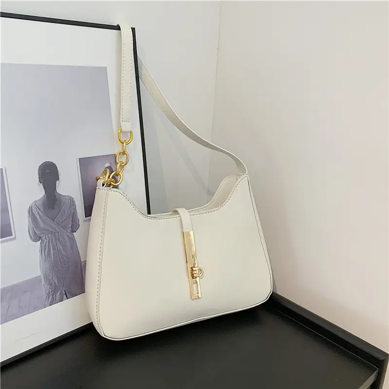 Brown Leather Crossbody Bag with Gold Chain for Women - Image 2