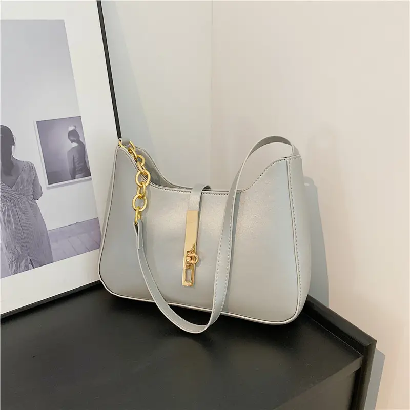 Brown Leather Crossbody Bag with Gold Chain for Women - Image 5