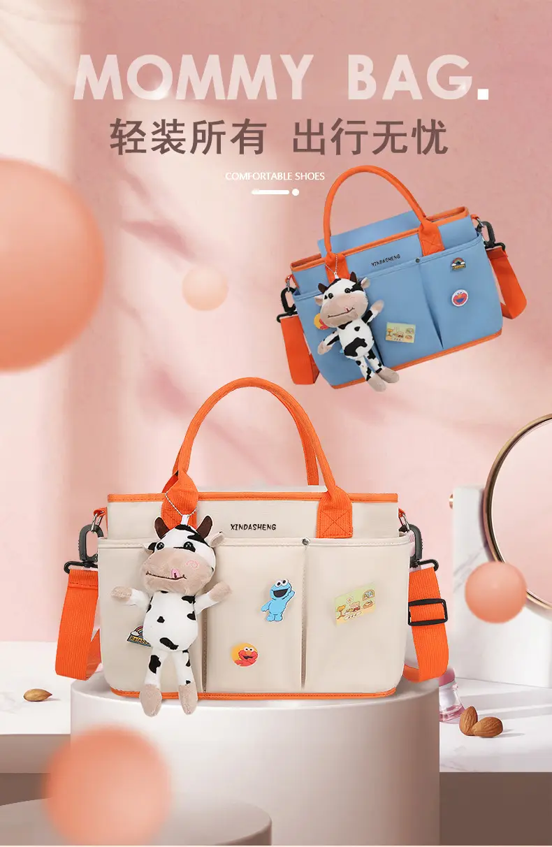 Large Capacity Baby Bag with Cat & Dragon Design — feature 1