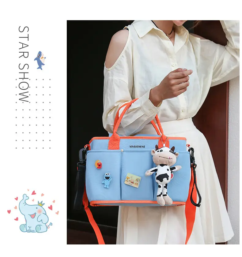 Large Capacity Baby Bag with Cat & Dragon Design — feature 24
